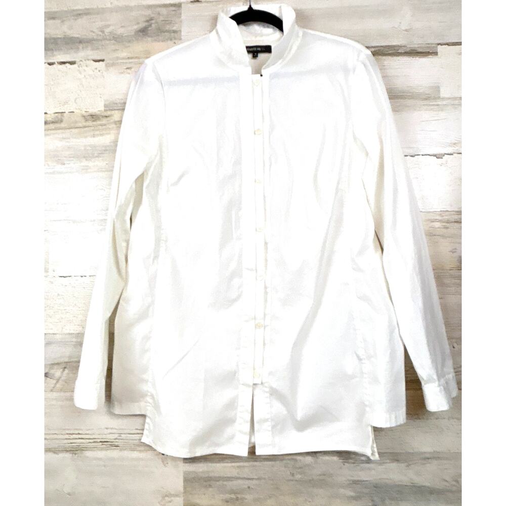 Lafayette 148 Womens 10 White Cotton Button Up Shirt Blouse Workwear